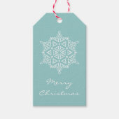 アクアホワイトスノーフレーククリスマスホリデー ギフトタグ (正面)