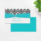 アクアホワイトダマスクウェディングメッセージカード (デスク)