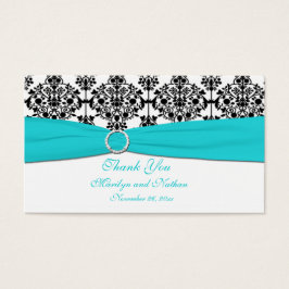 アクアホワイトダマスクウェディングメッセージカード