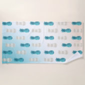 アクアホワイトトロピカルグラムパイナップル ビーチタオル (正面)