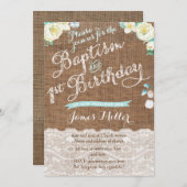 アクアホワイトバプテスマと誕生日招待状 招待状 (正面/裏面)