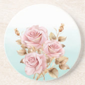 アクアホワイトピンク金ゴールドバラフローラ コースター (正面)