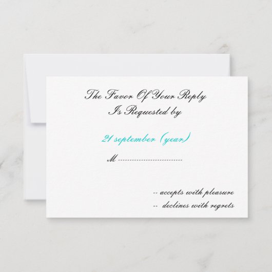 アクアホワイトブラックダマスクウェディング招待状 招待状 (裏面)