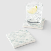 アクアホワイト抽象芸術 ストーンコースター (横)