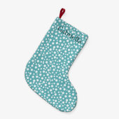 アクアホワイト紙吹雪ドット スモールクリスマスストッキング (正面 (吊り時))