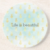 アクアホワイト金ゴールドトロピカルグラムパイナップル コースター (正面)