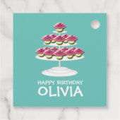 アクアホワイト&ピンクカップケーキタワーハッピーバースデー フェイバータグ (裏面)