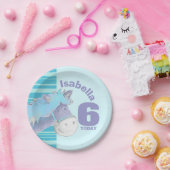 アクアホースウォーターカラーバースデーパーティーカスタムプレート ペーパープレート (パーティー)