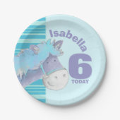 アクアホースウォーターカラーバースデーパーティーカスタムプレート ペーパープレート (正面)