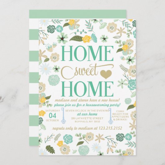 アクアホームスイートホーム引っ越し祝いパーティーパーティー 招待状 (正面/裏面)