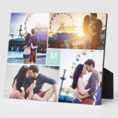 アクアボックスタイムレス結婚モノグラムの写真イーゼル フォトプラーク (側面)