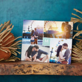 アクアボックスタイムレス結婚モノグラムの写真イーゼル フォトプラーク (側面)