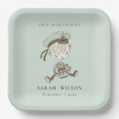 アクアボーイズリトル航海のセーラーニーエイジ誕生日 ペーパープレート (正面)