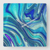 アクアマエレガントリンパウアレインボーシインスパイアェル スクエア壁時計 (正面)