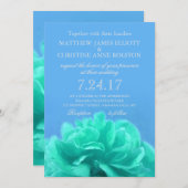 アクアマエレガントリンブルーフローラ結婚式招待状 招待状 (正面/裏面)