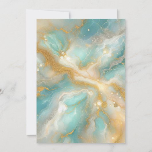 アクアマエレガントリンマーブル金ゴールドグリッタースウィート16 招待状 (裏面)