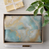 アクアマエレガントリン大理石と金ゴールドグリッター静脈 薄葉紙 (ギフト)