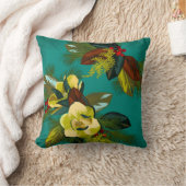 アクアマグノリアフローラプリント冬装飾用クッション クッション (ブランケット)