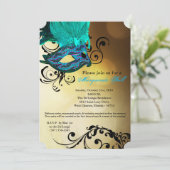 アクアマスカレードボールマスク衣装ハロウィーン部品 招待状 (スタンド正面)