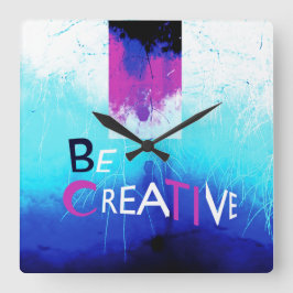 アクアマゼンタホワイトにクリエイティブされる スクエア壁時計