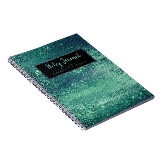 アクアマリンきらめく |青グラデーション緑の詩 ノートブック (右側)