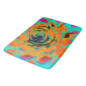 アクアマリンとオレンジ色の多肉性セダムロゼット バスマット (アングル)