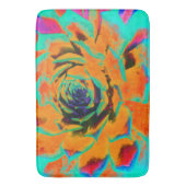 アクアマリンとオレンジ色の多肉性セダムロゼット バスマット (正面縦)