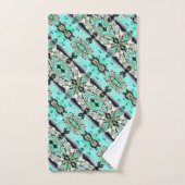 アクアマリンとグレーシェードの大規模なミラーリング バスタオルセット (ハンドタオル)