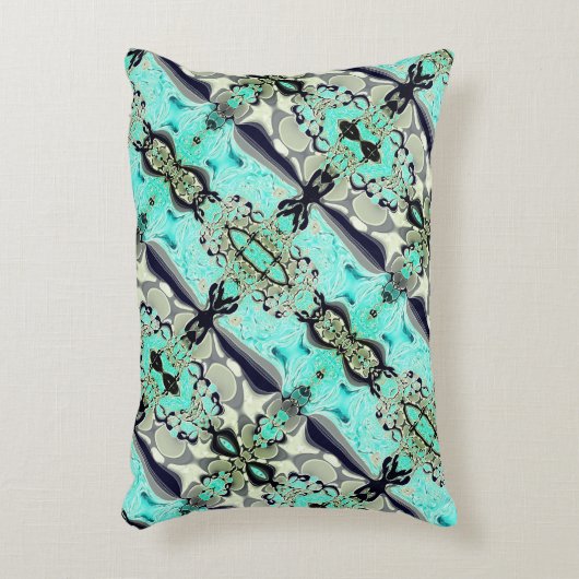 アクアマリンとグレーシェードのthroの大規模なミラーリング アクセントクッション (正面(垂直))