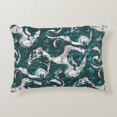 アクアマリンとシアンに混合した白い斑点のテクスチャ アクセントクッション (正面)