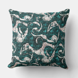 アクアマリンとシアンに混合した白い斑点のテクスチャ クッション