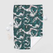 アクアマリンとシアンに混合した白い斑点のテクスチャ ゴルフタオル (インサイチュ)