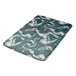 アクアマリンとシアンに混合した白い斑点のテクスチャ バスマット