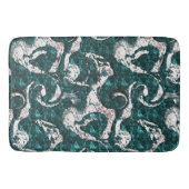 アクアマリンとシアンに混合した白い斑点のテクスチャ バスマット (正面)