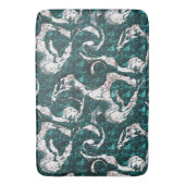 アクアマリンとシアンに混合した白い斑点のテクスチャ バスマット (正面縦)