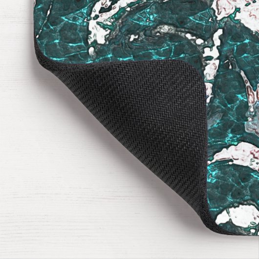 アクアマリンとシアンに混合した白い斑点のテクスチャ マウスパッド (コーナー)