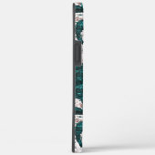 アクアマリンとシアンに混合した白い斑点のテクスチャ Case-Mate iPhoneケース (裏面 / 右)