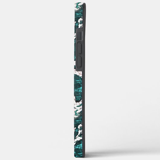 アクアマリンとシアンに混合した白い斑点のテクスチャ Case-Mate iPhoneケース (裏面 / 左)