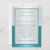 アクアマリンとシルバーのモノグラム招待状II 招待状 (裏面)