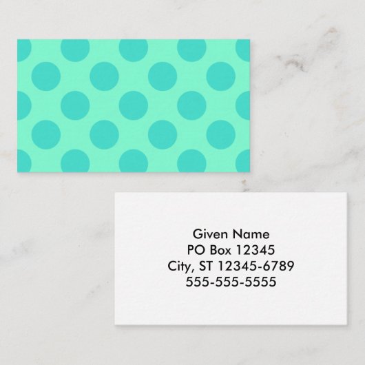 アクアマリンとターコイズ水玉模様 名刺 (正面/裏面)