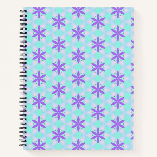 アクアマリンとピンクの花びらがある紫色の花 ノートブック (正面)