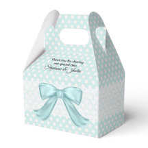 アクアマリンとホワイト水玉模様お気に入りギフトボックス