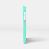 アクアマリンとホワイト水玉模様 iPhoneケース (左側面)