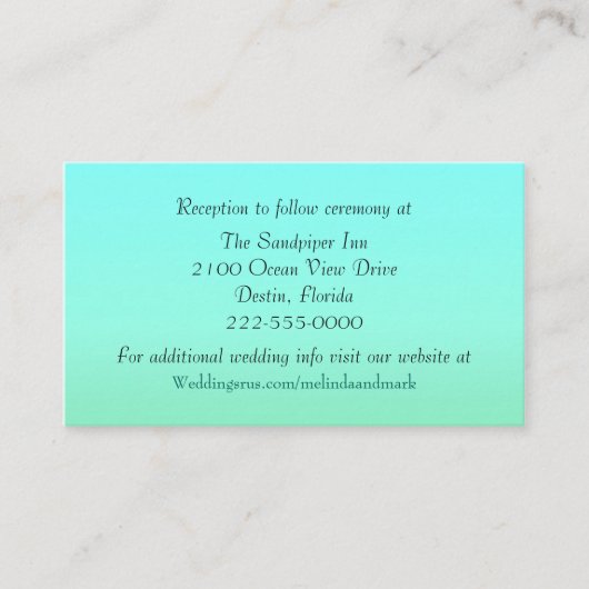 アクアマリンとミントグリーン結婚のエンクロージャカード エンクロージャーカード (正面)