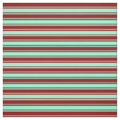 アクアマリンと濃い赤ストライプ色 ファブリック (見本)