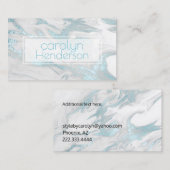 アクアマリンと白のマーブルの名刺 名刺 (正面/裏面)