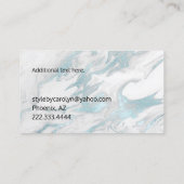 アクアマリンと白のマーブルの名刺 名刺 (裏面)