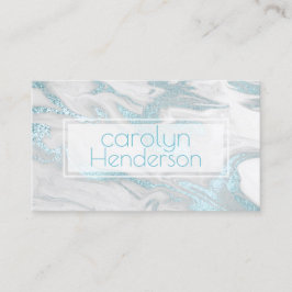 アクアマリンと白のマーブルの名刺 名刺