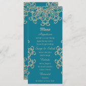 アクアマリンと金ゴールドインディアンスタイルカード メニュー (正面/裏面)