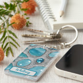 アクアマリンと銀インスパイアのキーチェーン(05) キーホルダー (正面右)